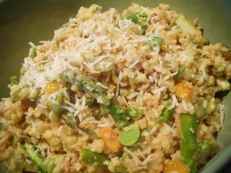 Fregola Sarda with asparagus, fava beans and golden cherry tomatoes