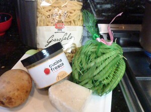 Ingredients for Ligurian pesto pasta